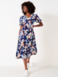 Crew Clothing Irene Midi Floral Dress, Multi Blue, Multi Blue