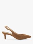 Dune Celini Suede Slingback Court Shoes, Camel