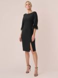 Adrianna Papell Feather Trimmed Sheath Dress, Black, Black