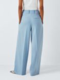 John Lewis Wool Blend Wide Leg Trousers, Dusty Blue