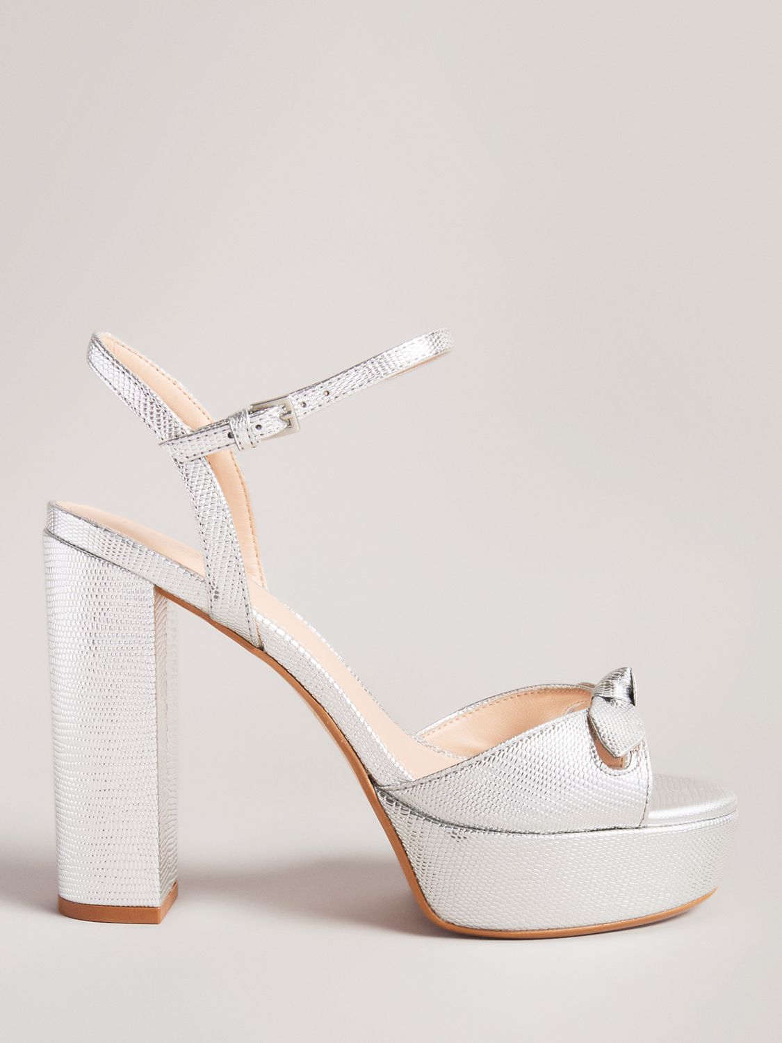 Ted Baker Kayllah Bow Detail Platform Sandals Silver at John