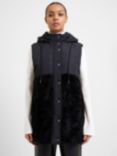 Great Plains Modern Sleeveless Long Puffer Jacket, Black