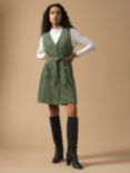 Great Plains Winter Cord Belted Pinafore Mini Dress, Artichoke