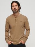 Superdry Vintage Logo Embroidered Henley Top, Buck Tan Marl