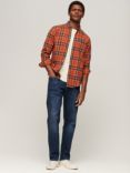 Superdry Organic Cotton Long Sleeve Lumberjack Shirt, Drayton Check Orange