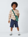 John Lewis Kids' Striped Cotton Rib Knit Jumper, Beige