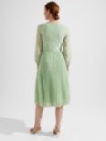 Hobbs Salma Geometric Print Pleated Dress, Green/Multi
