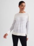 Hobbs Willa Stripe Jumper, Ivory/Blue