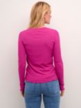 KAFFE Drew Long Sleeve Rib Knit T-Shirt, Fuchsia Red