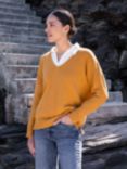 Celtic & Co. Alpaca Merino Slouch V Neck Jumper, Saffron