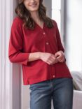 Celtic & Co. Organic Cotton Button Through Jersey Top, Pillarbox Red