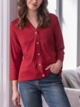Celtic & Co. Organic Cotton Button Through Jersey Top, Pillarbox Red
