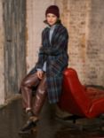 Celtic & Co. Wool Knee Length Coat, Navy Check