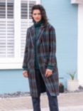 Celtic & Co. Wool Knee Length Coat, Navy Check