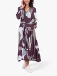 Celtic & Co. Long Sleeve Tie Front Midi Dress, Damson