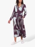 Celtic & Co. Long Sleeve Tie Front Midi Dress, Damson