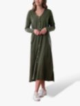 Celtic & Co. Organic Cotton Button Through Midi Dress, Olive