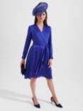 Hobbs Sally Plain Wrap Dress, Egyptian Blue