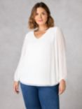 Live Unlimited Curve Pleated Sleeve Blouse, White