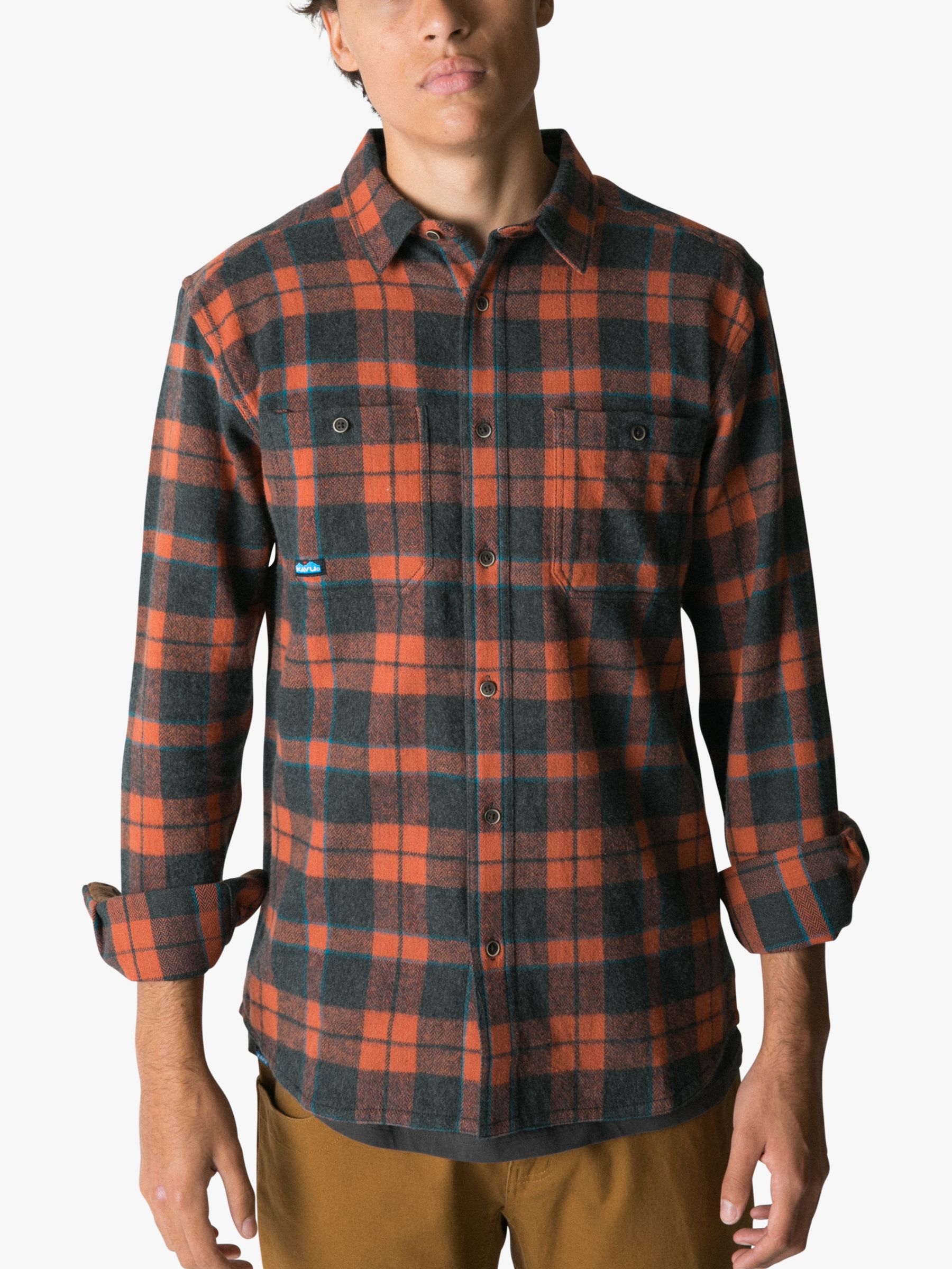 KAVU Big Joe Check Shirt, Corner Clay/Blue