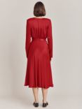 Ghost Meryl Satin Midi Dress, Rosey Red