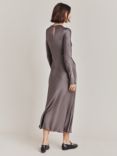 Ghost Freya Cut-Out Detail Satin Midi Dress, Grey