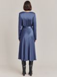 Ghost Meryl Satin Midi Dress, Dark Blue