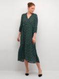 KAFFE Karina Ecovero Viscose Amber Dress, Green Flower & Leaf