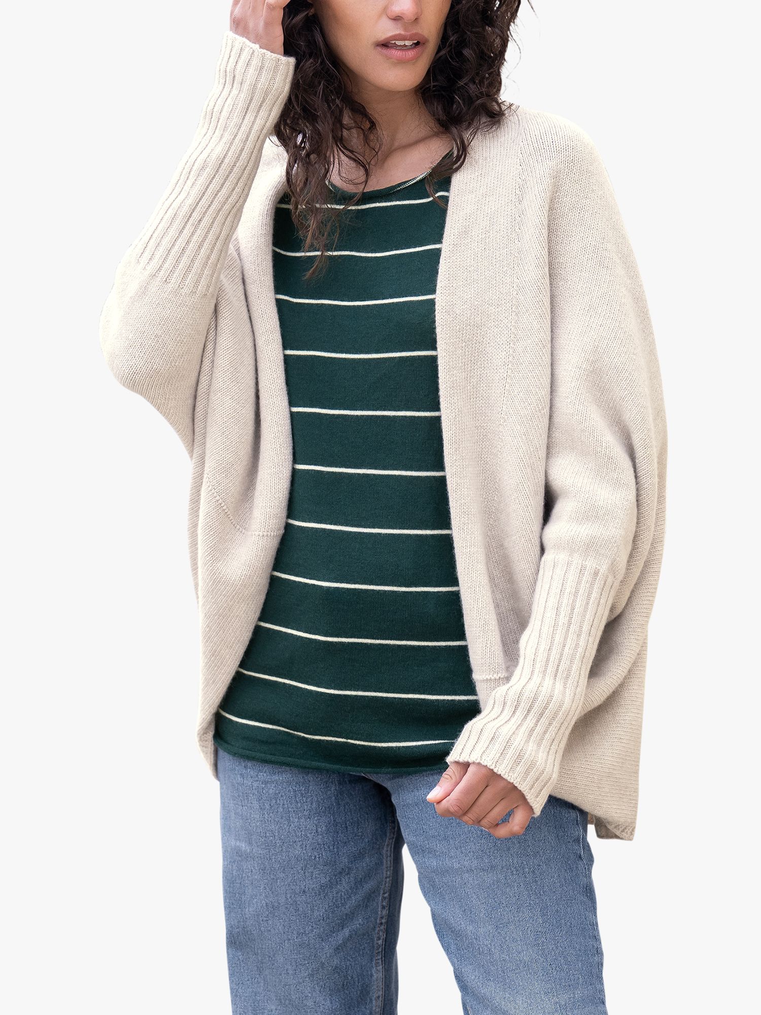 Celtic & Co. Cocoon Lambswool Cardigan, Oatmeal at John Lewis & Partners