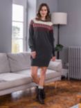 Celtic & Co. Supersoft Slouch Wool Jumper Dress, Charcoal/Claret