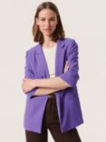 Soaked In Luxury Shirley Plain Ruched Sleeve Blazer, Passion Flower