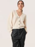 Soaked In Luxury Tuesday Wool Blend Puff Sleeve Cardigan, Sandshell