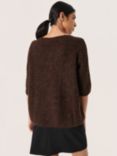 Soaked In Luxury Tuesday 3/4 Sleeve Wool Blend Jumper, Hot Fudge