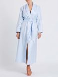 British Boxers Herringbone Long Length Dressing Gown, Pearl Blue