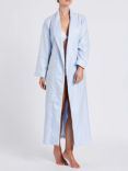 British Boxers Herringbone Long Length Dressing Gown, Pearl Blue