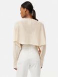 Jigsaw Pure Linen Cropped Poncho Jumper, Cream