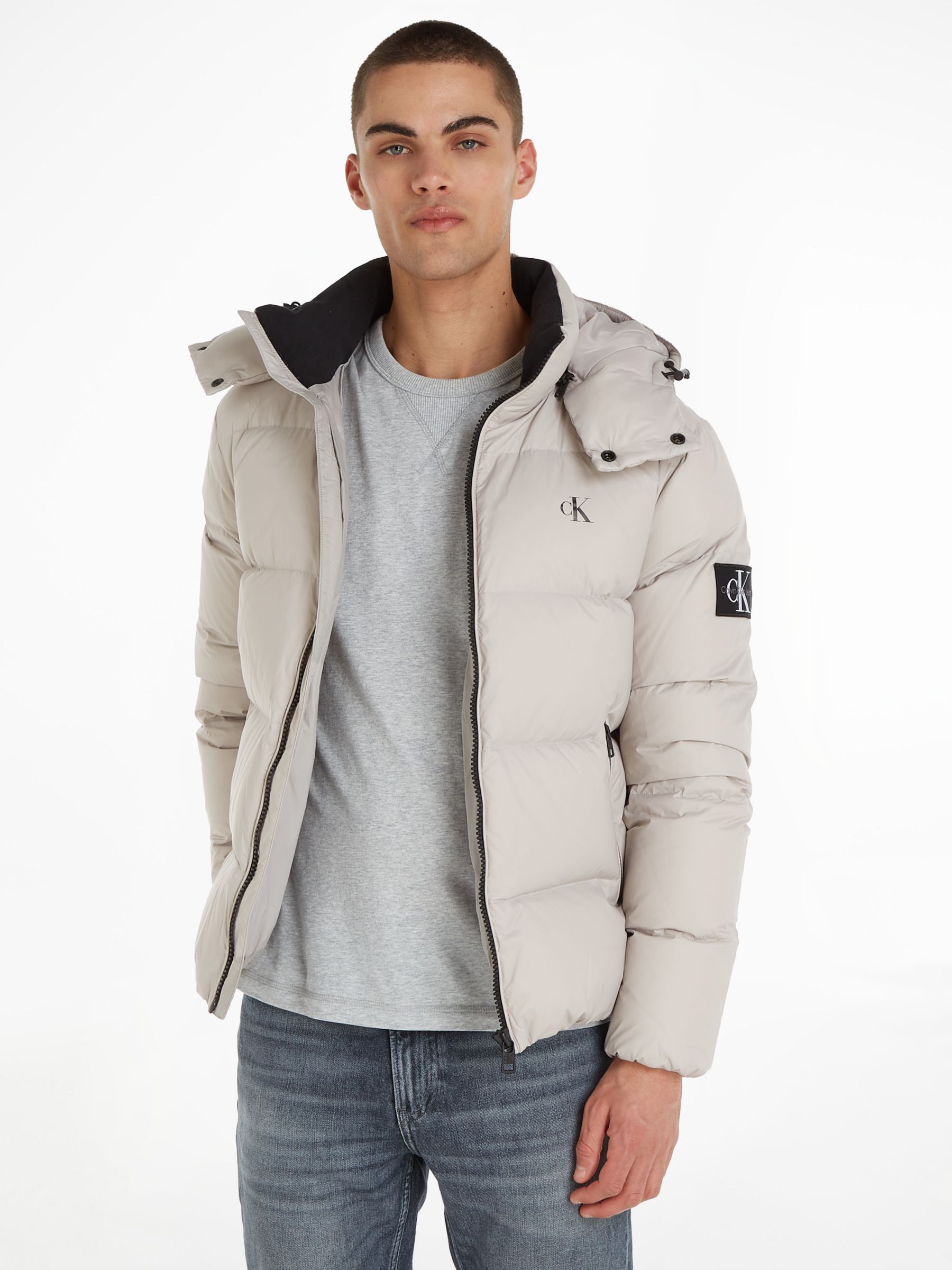 Calvin Klein Jeans Essentials Down Puffer Jacket, Light Grey, XXL