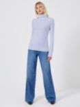 French Connection Babysoft Ribbed Roll Neck Jumper, Paradise Blue