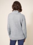 White Stuff Rib Roll Neck Jumper, Light Grey