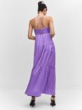 Mango Katy Ruched Maxi Tiered Satin Dress, Light Purple, Light Purple