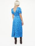 Whistles Petite Aurelie Scribble Daisy Print Midi Dress, Blue/Multi