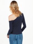 Whistles Asymmetric Jersey Crepe Top, Navy