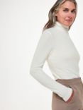 Whistles Essential Ribbed Polo Top, Ivory