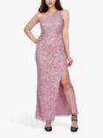 Lace & Beads Naeve Sequin One Shoulder Maxi Dress, Pink