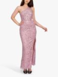 Lace & Beads Naeve Sequin One Shoulder Maxi Dress, Pink