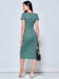 Jolie Moi Short Sleeve Jersey Bodycon Midi Dress, Green Geo, Green Geo
