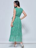 Jolie Moi Hollyn Pleated Chiffon Maxi Dress, Green Abstract