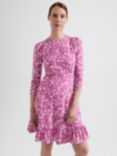 Hobbs Ami Floral Jersey Dress, Pink/Multi, Pink/Multi