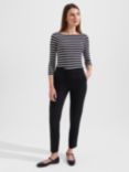 Hobbs Petite Gael Wool Blend Tapered Leg Trousers, Black