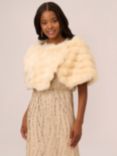 Adrianna Papell Faux Fur Brooch Cover Up, Champagne